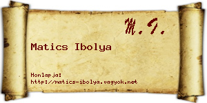 Matics Ibolya névjegykártya